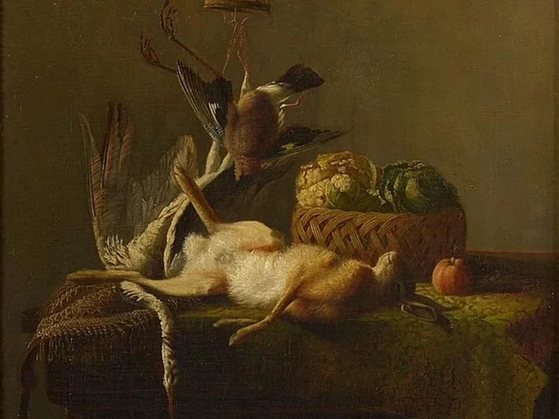 1823-Constant Woutermaertens - Trofeo di caccia alla lepre, agli uccelli e agli ortaggi